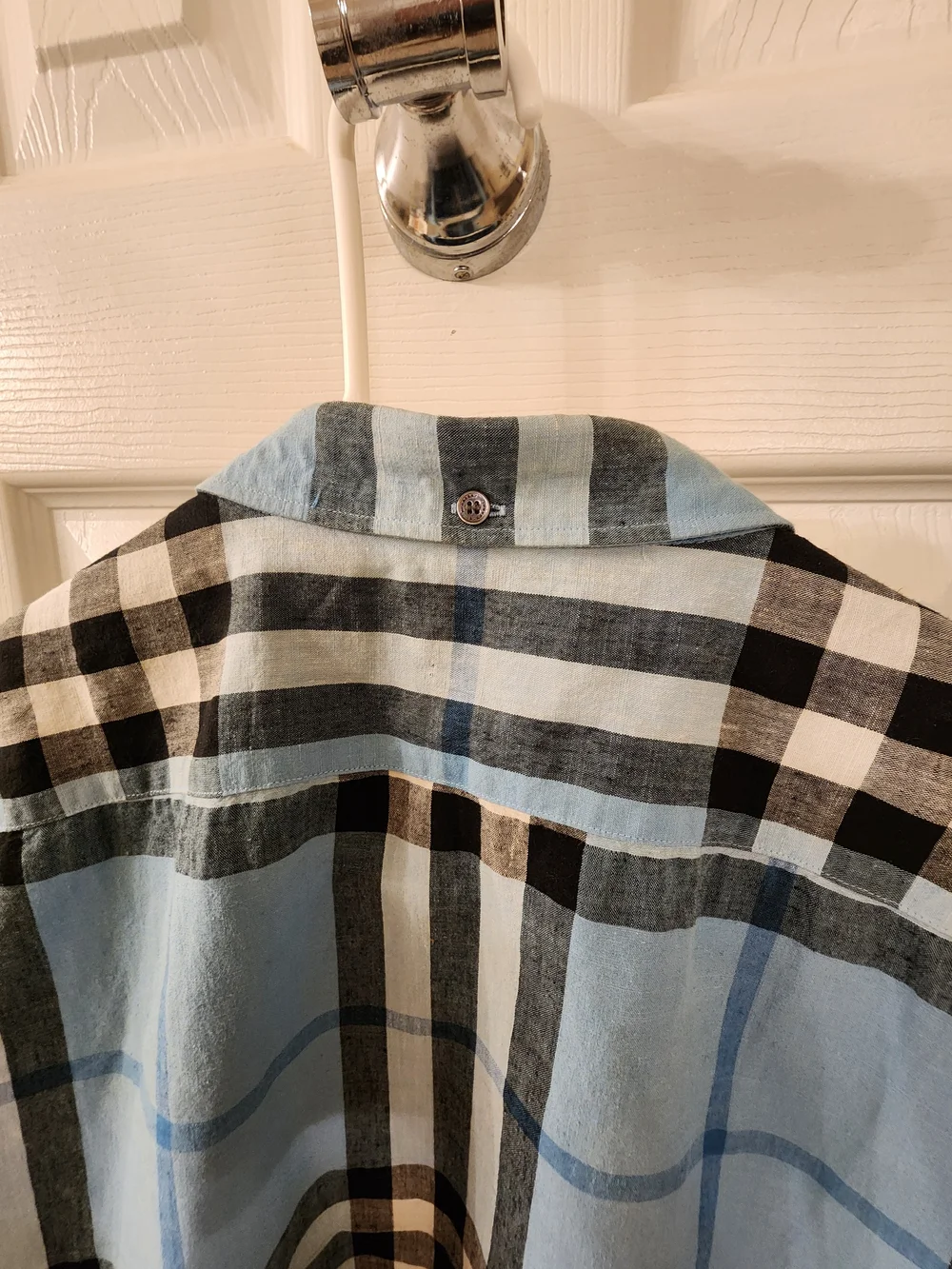 Burberry Light Blue Check Button Up Shirt